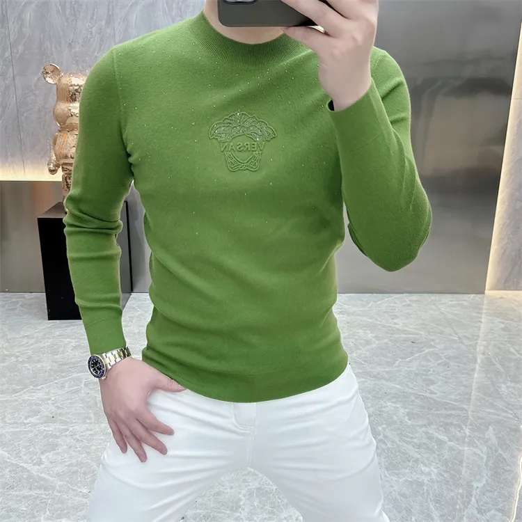 2025欧货轻奢高品质秋冬款长袖毛衣纯色男士休闲圆领打底衫潮5067