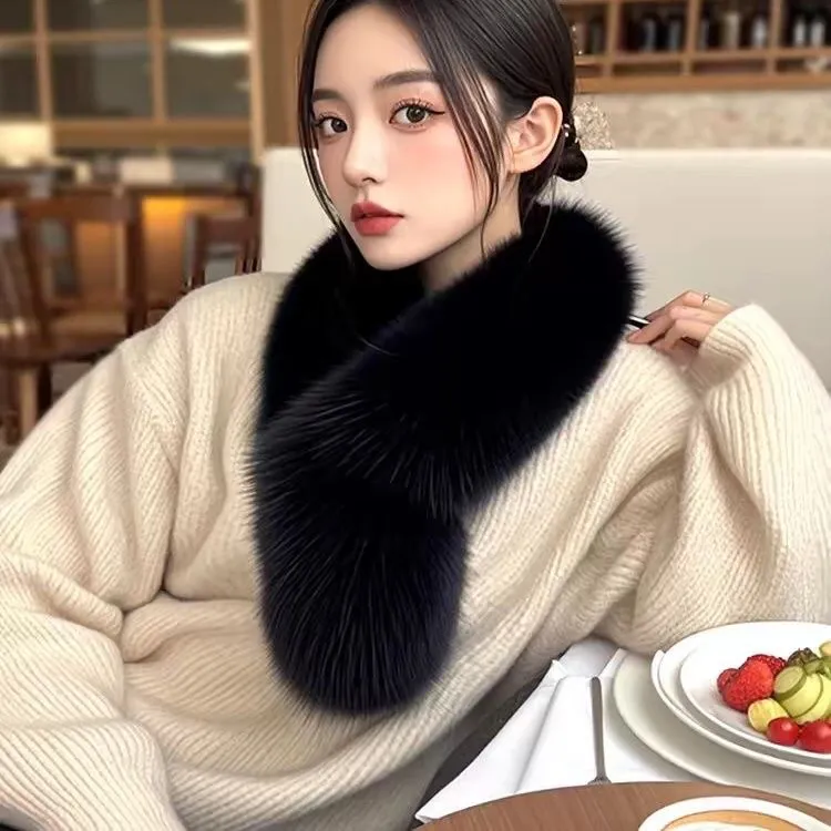 单面加长75厘米整皮制作宝宝绒衬布狐狸毛围巾冬款围脖男女通用