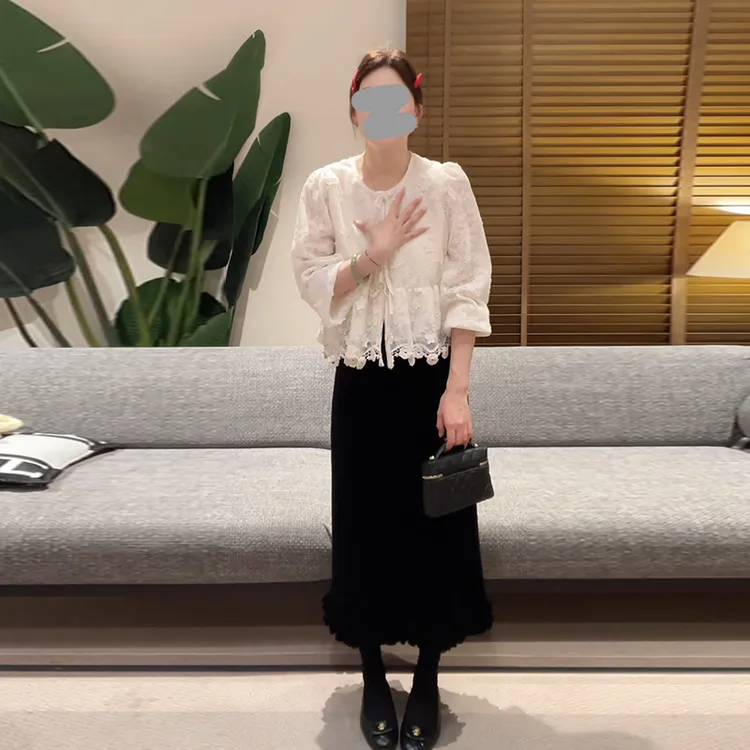 纯欲慵懒风时尚套装女2025春秋新款蕾丝提花长袖衬衫半身裙两件套