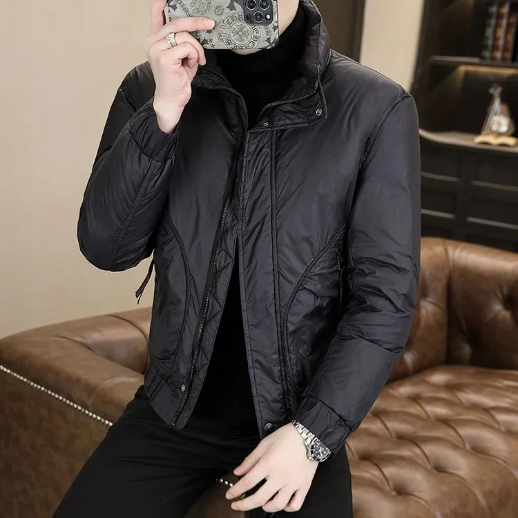 羽绒服休闲立领防风韩版防水男15雅青男中年男士长款羽绒服