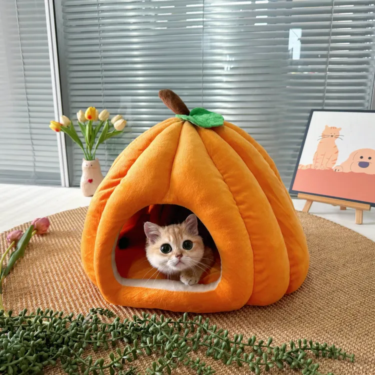 冬款猫窝冬季猫窝封闭式安全感可拆洗狗窝保暖毛绒圣诞窝