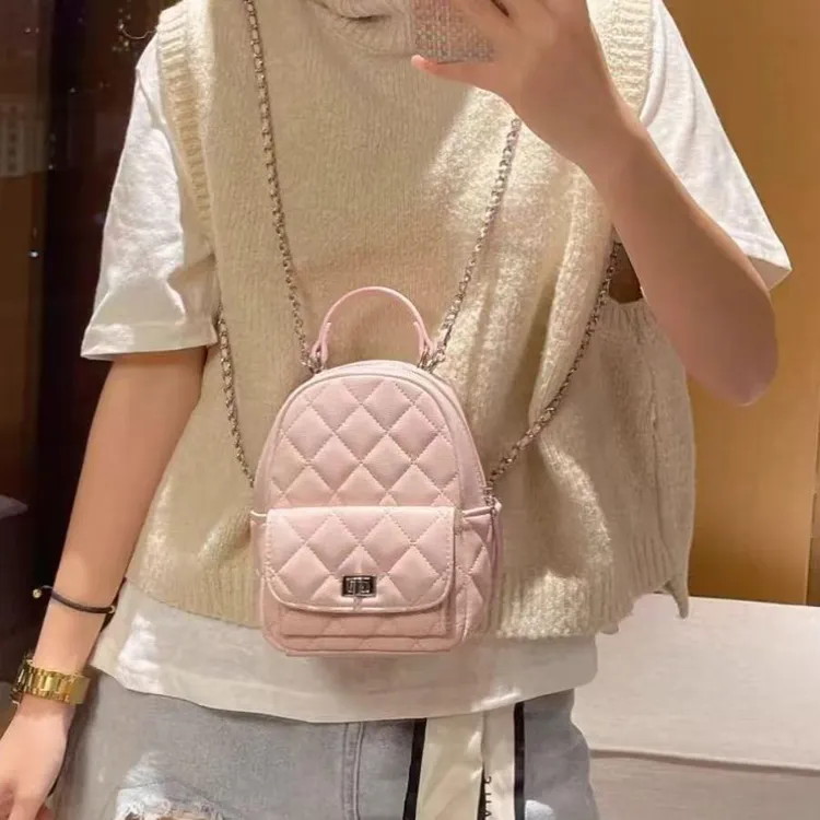 高级感小众菱格软皮双肩包包女2025新款时尚百搭小背包单肩旅行包