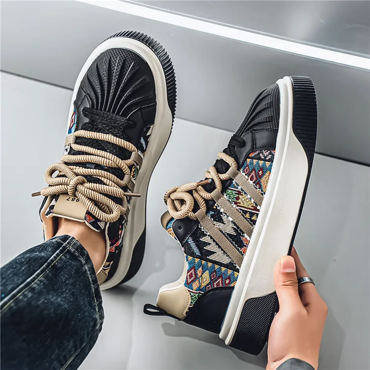 板鞋男款2025春季新款厚底潮流鞋子时尚百搭个性休闲鞋透气帆布鞋