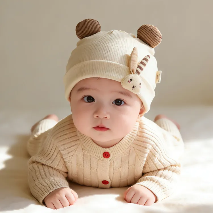 新生儿帽子新春款防风胎帽男女宝宝小月龄婴幼儿秋季护囟门套头帽