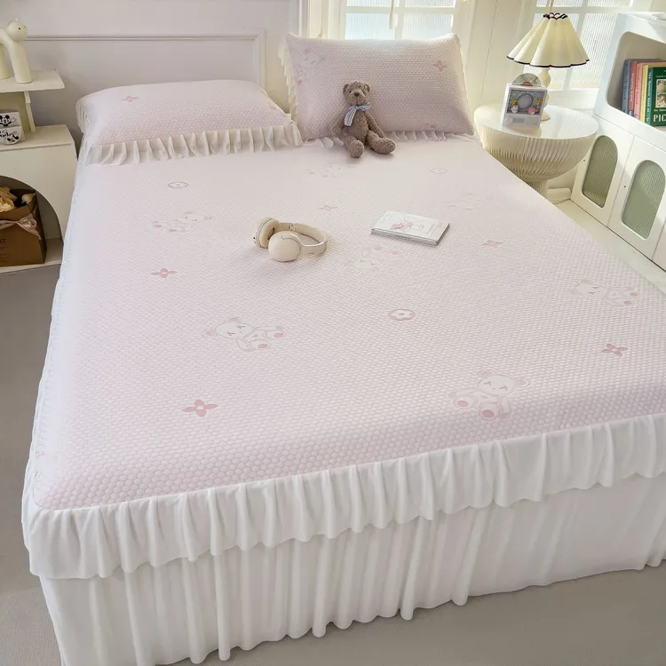 冰豆豆凉席床裙床笠款公主风冰丝席三件套2025新款夏季空调软席子