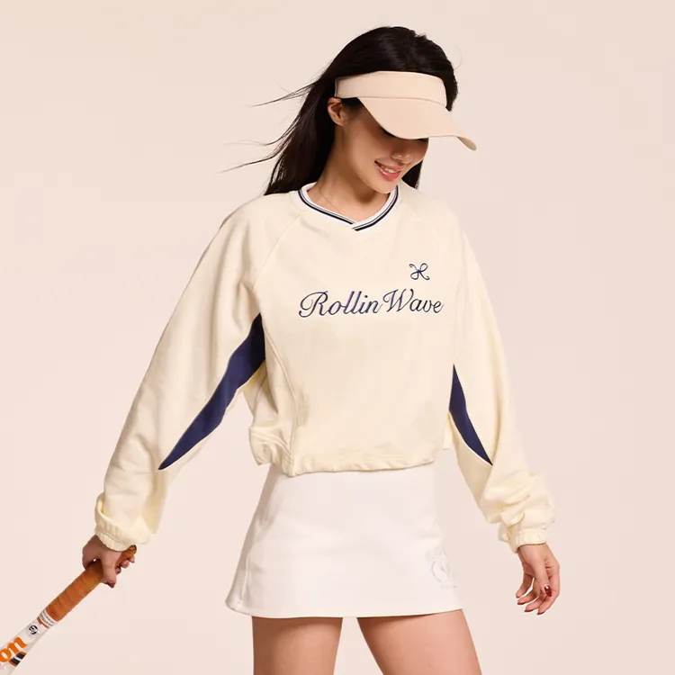 情侣长袖运动卫衣宽松复古网球老钱风卫衣秋冬新款网球羽毛球运动