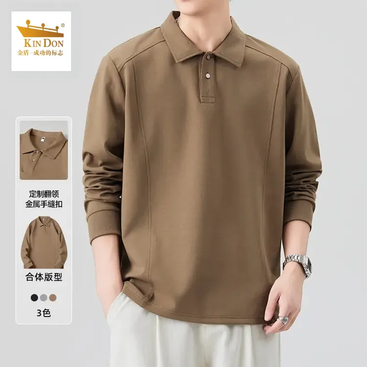 金盾polo杉长袖男士卫衣秋季潮牌高端重磅男装翻领休闲打底上衣男