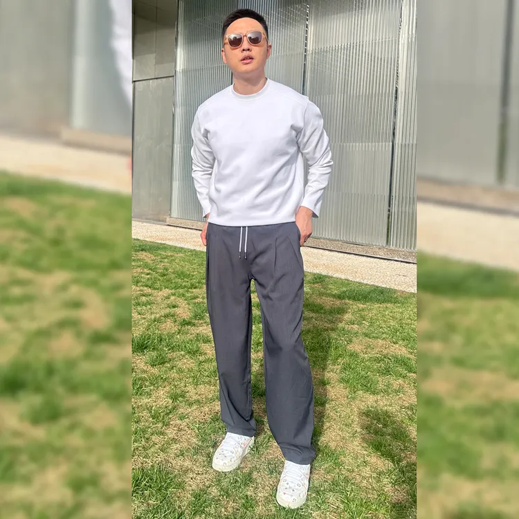 SNJACKROO 休闲压褶西裤 男士舒适时尚新款宽松垂感修身百搭男裤