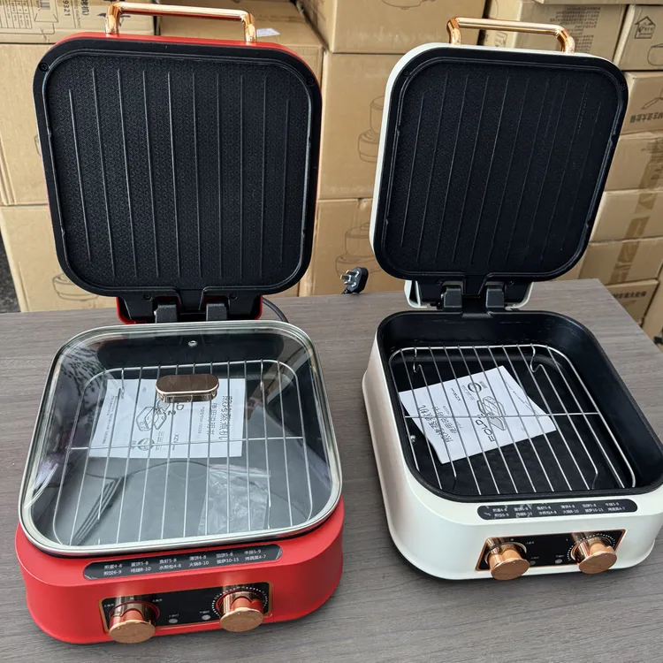 多功能料理锅电火锅加深的家用电饼铛 蒸煮双盘不粘升级版高精度