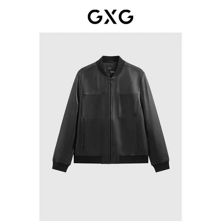 GXG男装 简约复古棒球领真皮夹克夹克外套 春秋热卖#GED11220684