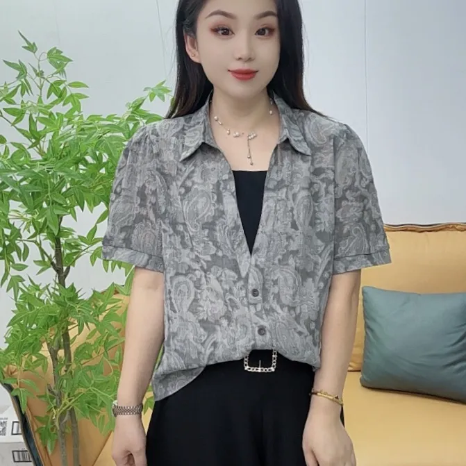 2025夏季半袖假两件百搭气质短袖上衣遮肉显瘦爆款衬衫女士衬衫