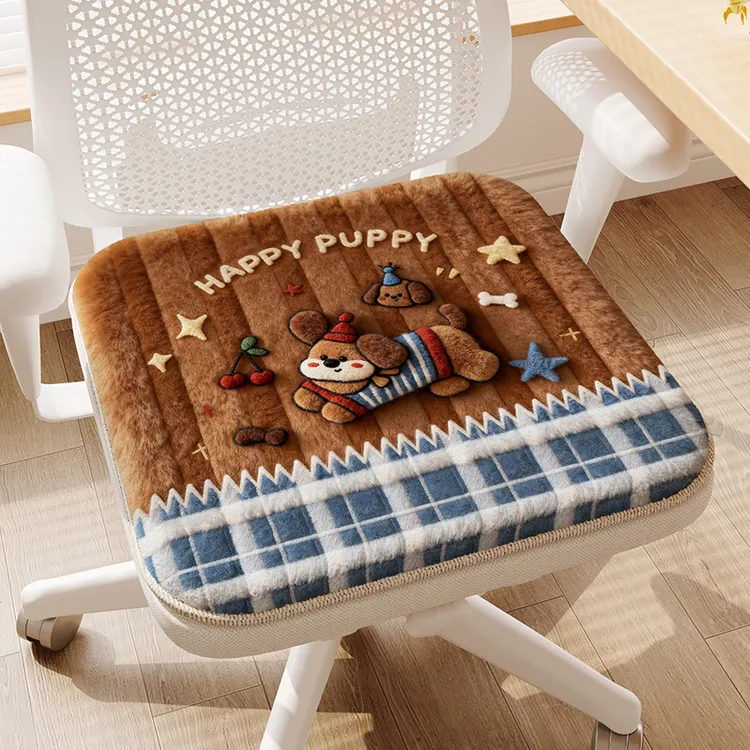 复古可爱毛绒坐垫2026新款卡通办公室久坐椅子垫冬天学生凳子屁垫