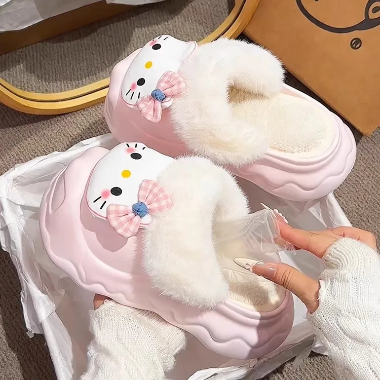 厚底EVA鞋子女2025新款爆款毛毛拖鞋女外穿踩屎感小个子增高棉拖