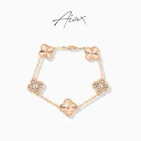 AIAX 925银 镀K金  【四叶】设计师手工幸运四叶手链TSS7370