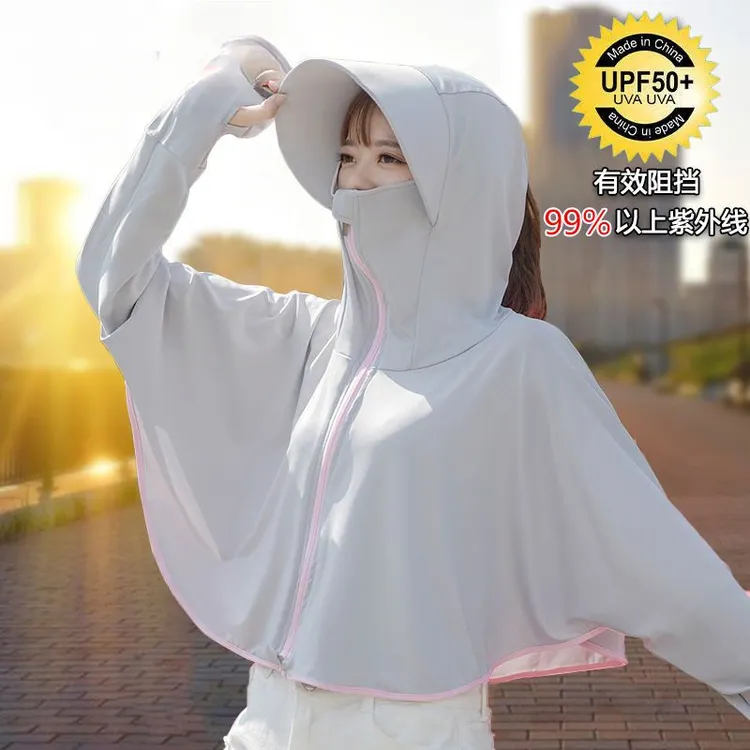 夏季防紫外线冰丝防晒衣服凉感户外透气短款遮阳衣女士外穿短