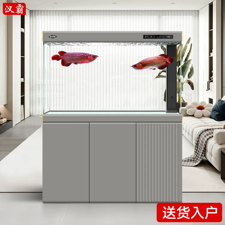 汉霸超白玻璃鱼缸客厅家用落地大型缸底滤金鱼缸套餐2025新款