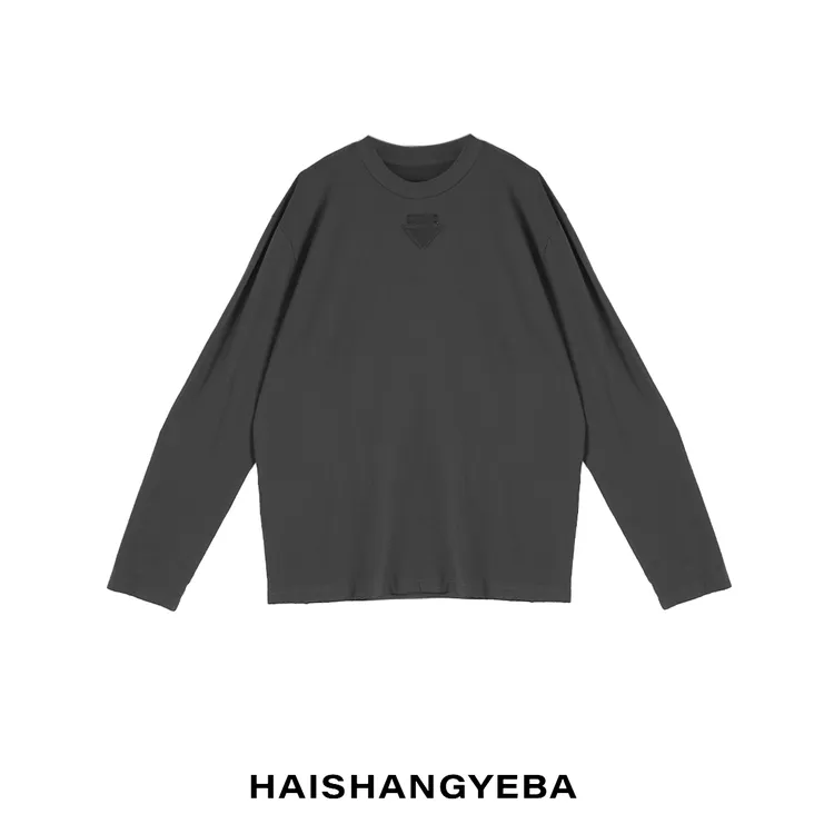 【海上叶爸】新款2025秋冬百搭棉男女同款圆领套头宽松简约通勤T恤