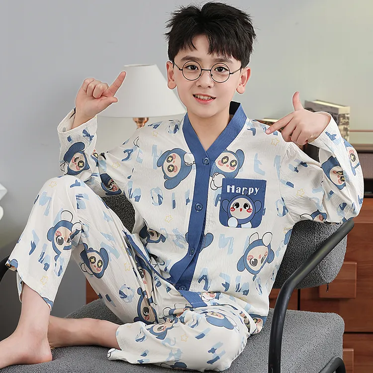 2025新款儿童睡衣男童春秋季长袖薄款云朵棉中大童女孩家居服套装