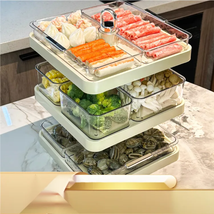 火锅配菜盘家用多层备菜分格盘多功能菜盘子置物架托盘神器高级感