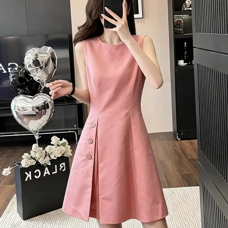99新 DIOR/迪奥 101058/粉色无袖连衣裙裙子衣服/34码/腰围66