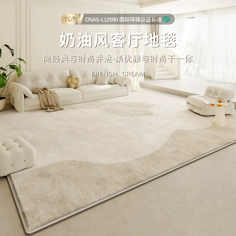 奶油风地毯客厅轻奢高级春季新款仿羊绒加厚防水免洗可擦卧室地垫商品图