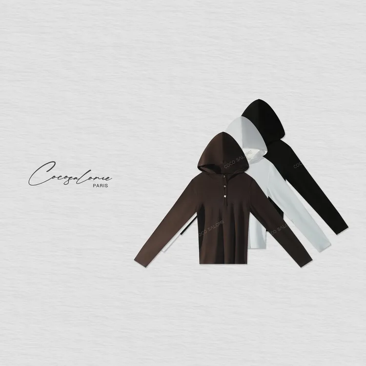 韩彬彬"四叶草"软糯亲肤基础连帽可外穿精致打底衫上衣女款342K-4