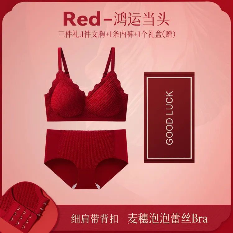 芬腾女士2025年新款内衣女本命年大红色蕾丝文胸无痕内衣文胸