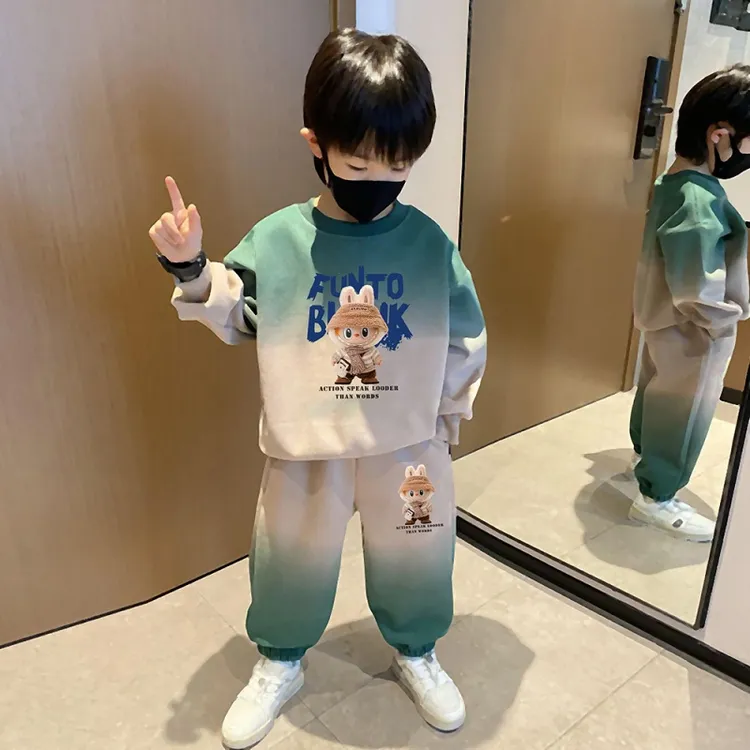 拉布布男童卫衣秋装套装2025新款痞帅儿童春秋款洋气运动男孩卡通