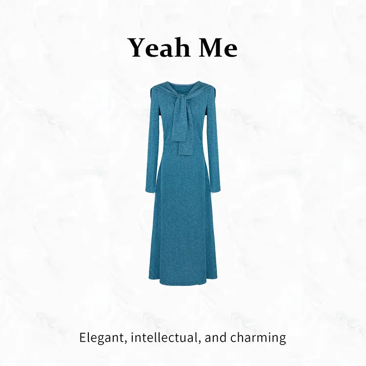 Yeah Me/也觅【海棠慕语】冬季新款校园风慵懒气质百搭收腰连衣裙女