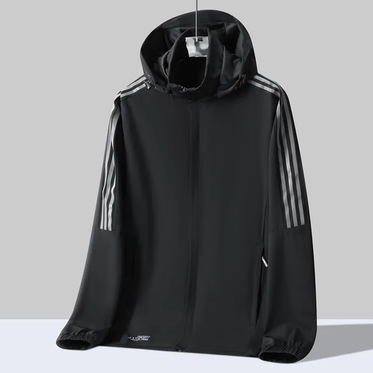 2025春季新款夹克单衣外套男士弹力大码可脱卸帽休闲风衣外套透气