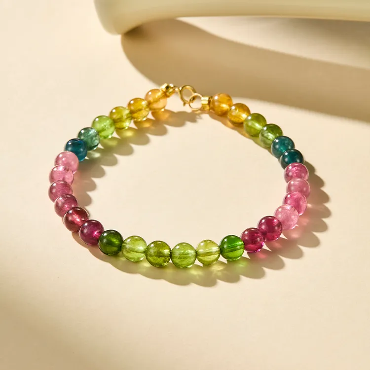 ECI【霓彩系列·锦觅】18K金碧玺项链18k金碧玺手串女轻奢珠宝