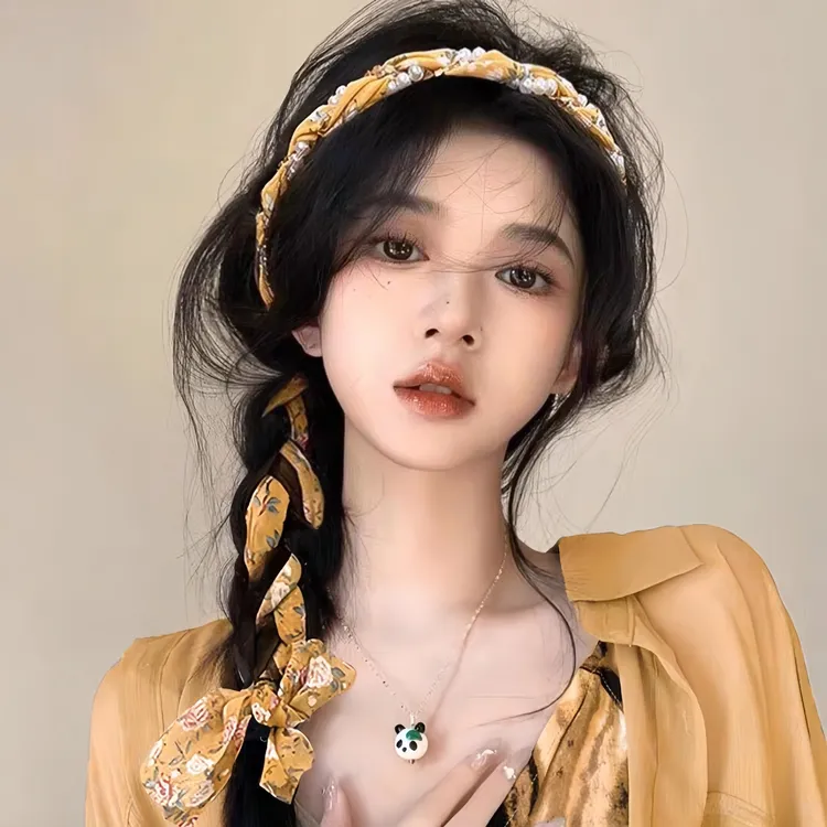 飘带发带头饰高级感丝巾女碎花绑发一体编发飘带发箍超仙头箍绑发