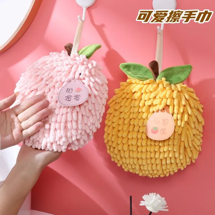 新款水果雪尼尔擦手巾挂式厨房浴室洗手间加厚擦手球可爱吸水毛巾