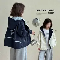 女童秋款外套2025秋季新款中大童韩版休闲双面穿连帽外套Q13961