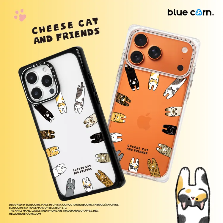 蓝色苞米联名奶酪喵团 和朋友适用于iPhone17/16/15/ProMax手机壳