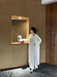 春日部【秋风絮语】显瘦气质长袖时尚百搭宽松中长款针织外套01103