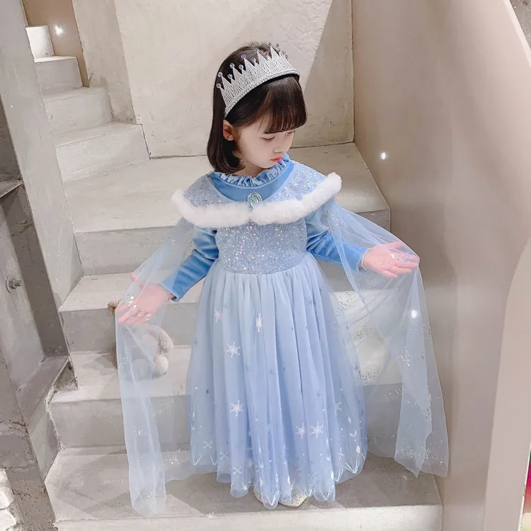 爱莎公主连衣裙艾莎女童冰雪奇缘新款裙子正版elsa春夏装宝宝礼服