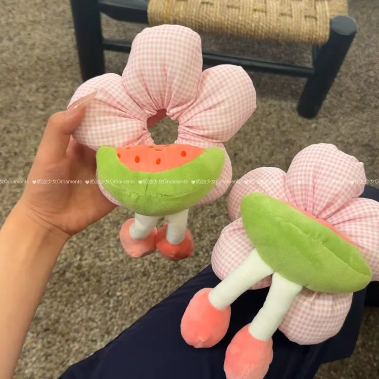 粉嫩西瓜屁屁花朵大肠发圈丸子头绳女童高级可爱头发发绳