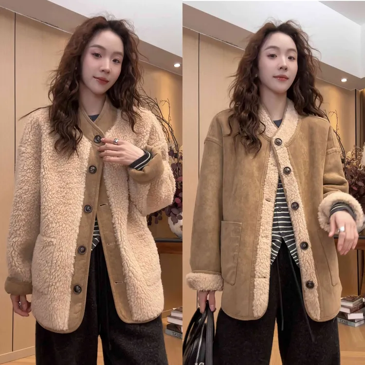 小静静一会【羊羔绒双面穿外套】2025冬季新款百搭 2511C8195