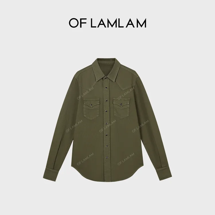 “复古轻法”莱赛尔圣*兰翻领复古洗水简约风衬衫 OFLAMALAM MT071G