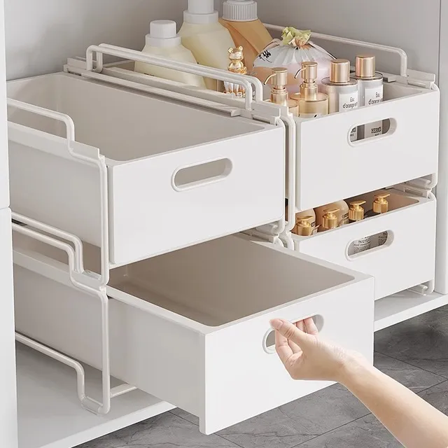 日本洗手台下水槽置物架化妆室浴室洗漱整理收纳层架神器厨房免打