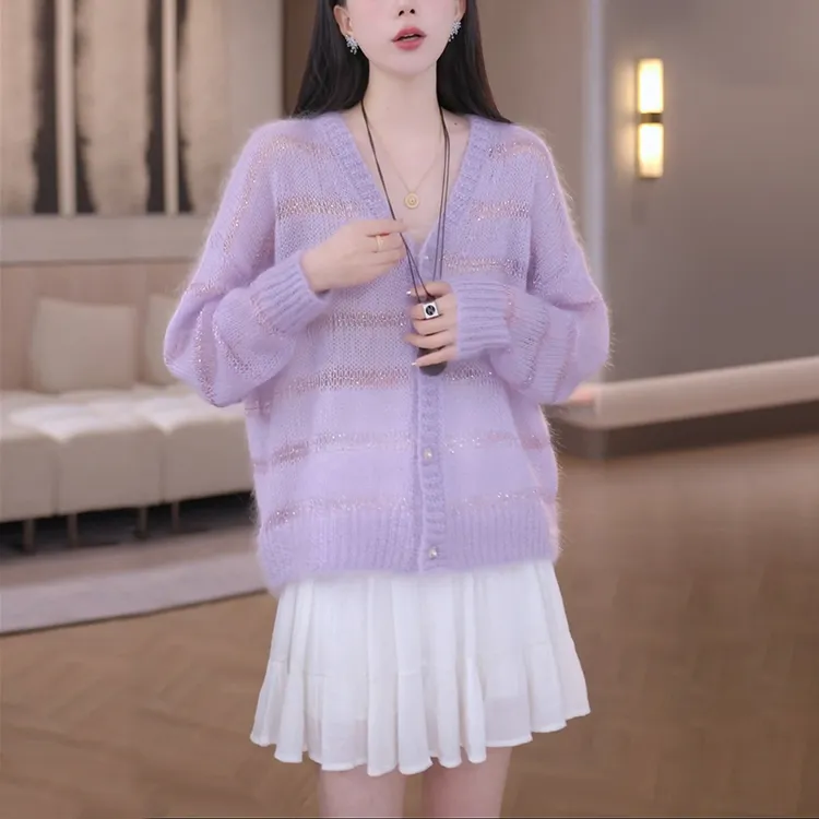 2025秋季新款针织开衫女高贵气质漂亮宽松慵懒风上衣独特漂亮小衫