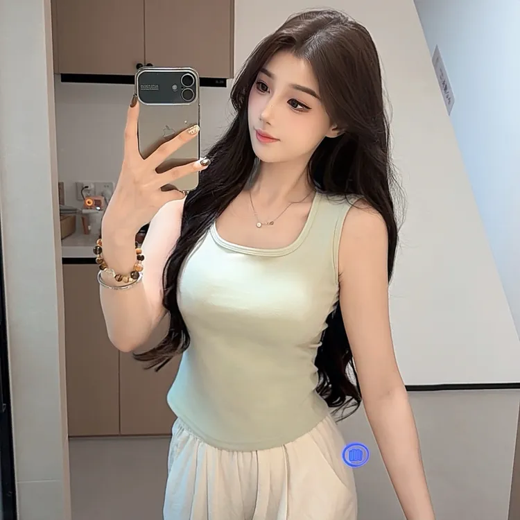 吊带背心女磨毛加厚内搭带胸垫打底一体外穿防走光美背宽肩带显瘦