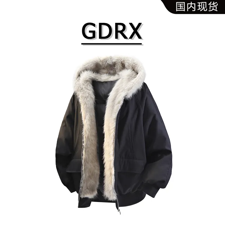 GDRX美式轻奢毛领羽绒服男士秋冬鸭绒保暖座山雕外套高级感男装