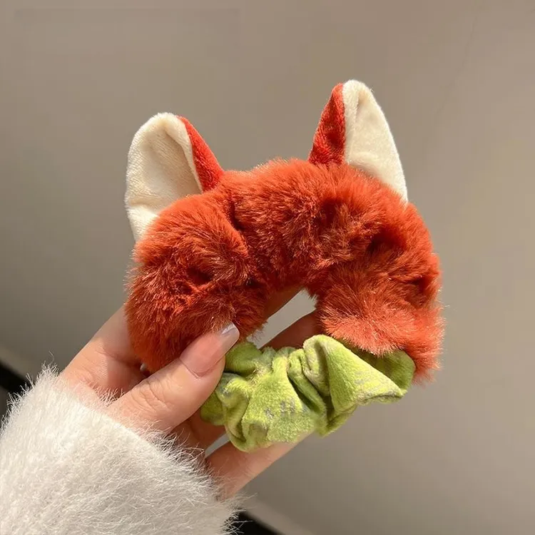 可爱朱迪尼克同款毛绒耳朵大肠发圈卡通发绳女头绳