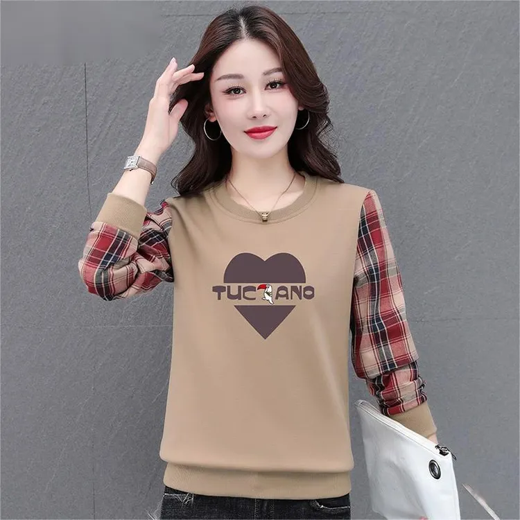 【正品】时尚卫衣女春秋薄款2025新款潮流舒适大码衣服女士圆领宽松