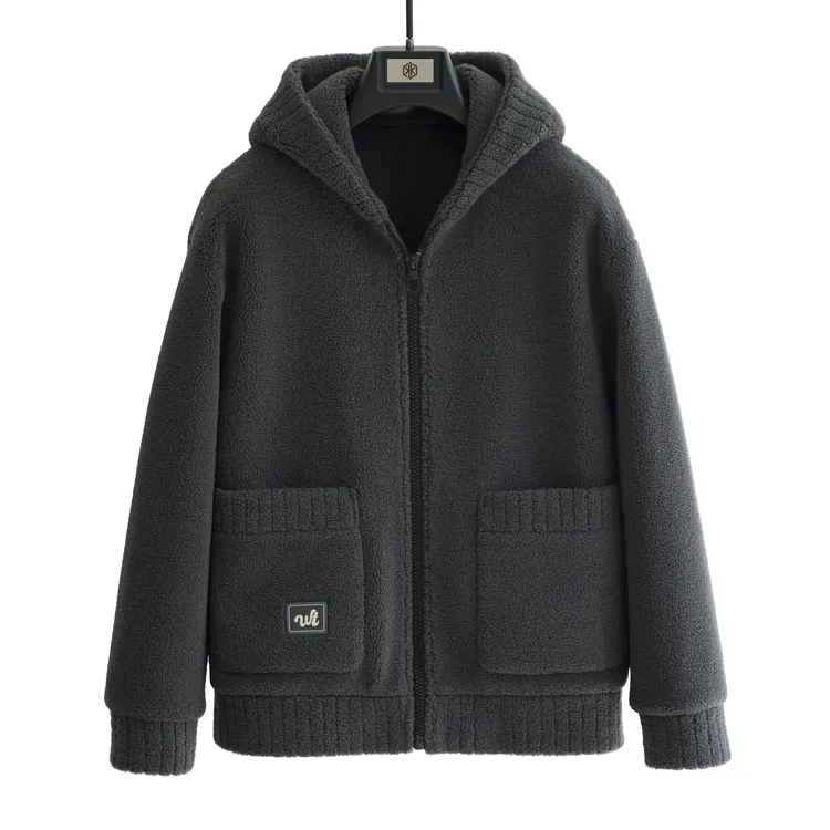 加厚加绒保暖夹克连帽外套冬季宽松男女百搭防寒休闲外套秋冬季HT