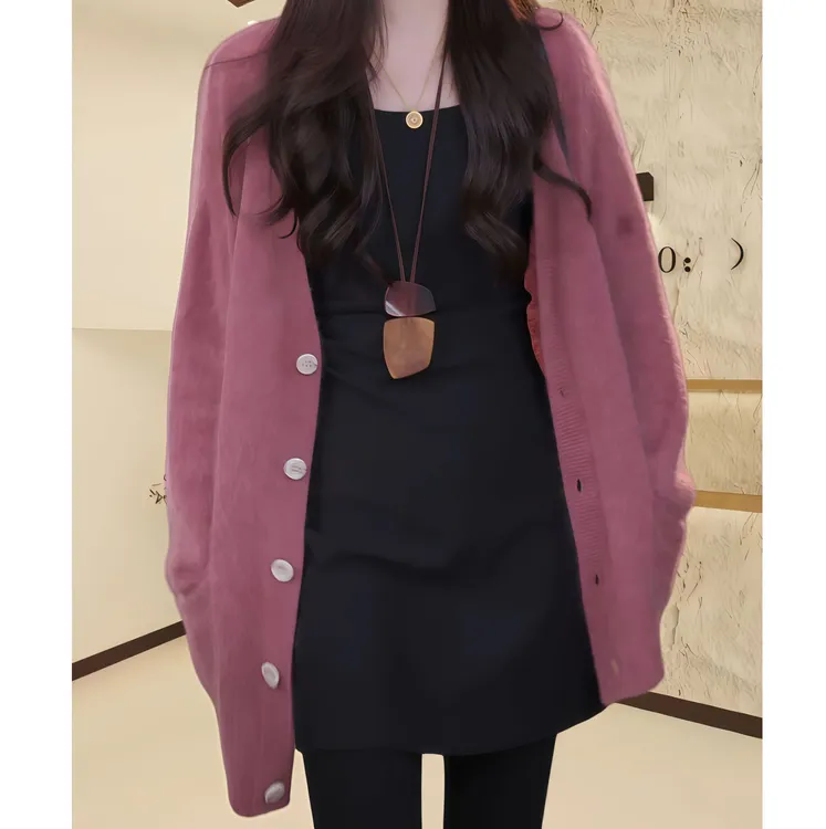 早秋宽松针织衫毛衣开衫外套女2025韩式休闲百搭薄款柔软弹性上衣