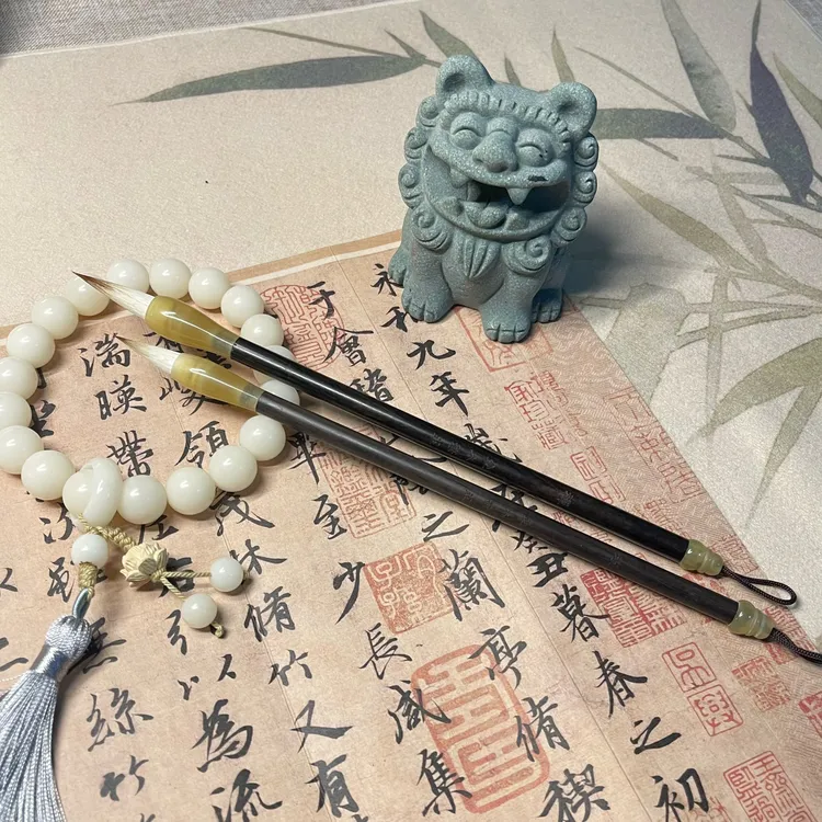 【禅】 黑檀木高品质纯狼羊兼毫行楷书隶书毛笔