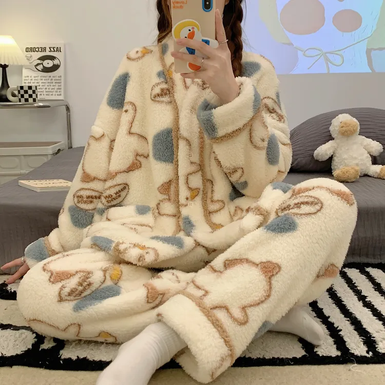 珊瑚绒睡衣女款爆款2025新款可外穿秋冬季加厚加绒保暖女士家居服